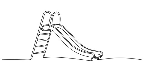 Fototapeta premium Simple line art drawing of a playground slide for children