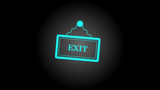 closed sign animation, exit text background, 4k animation video,closed exit graphic