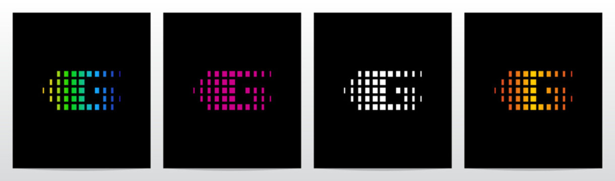 Rectangles Squares Faded Fractal Geometric Letter Initial Logo Design G