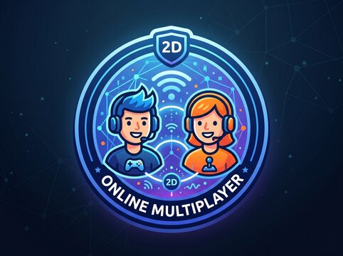 online multiplayer 2d icon, 2d design