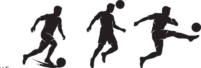 Black silhouettes of soccer players kicking ball © NasimaAktar