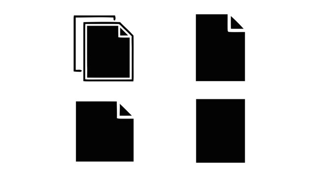 Vector illustration of document and file icons set paper sheet symbols for copy, new, and blank files on a transparent background