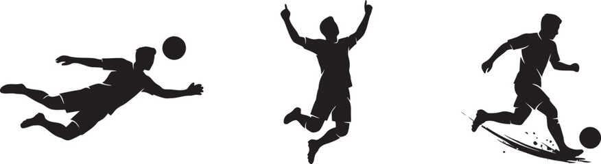 Black silhouettes of soccer players in action © NasimaAktar