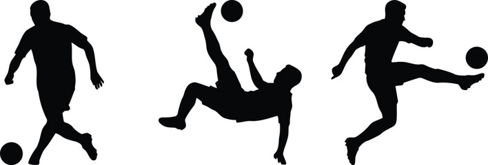 Black silhouette of soccer players kicking ball © SHOFIQUL
