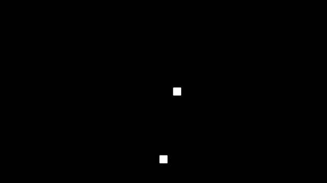 Minimalist white and cyan falling square dots loading animation - abstract digital pixel data rain progress preloader loop on dark background.