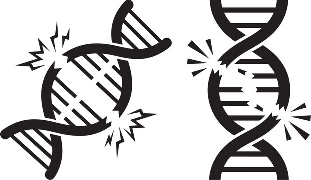 Damaged DNA helix strand molecule broken symbol.
