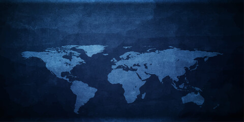 A professional vector illustration of a blue world map featuring continents like Europe, Asia, and America displayed on a globe for global business and travel technology themes © MDKAWSAR