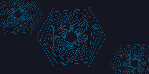 Futuristic Neon Square Spiral Abstract Background with Gradient Lines and Digital Dots, Modern Geometric Technology Design Template © MdRoni