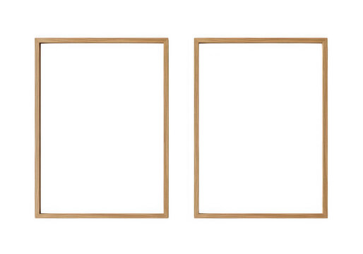 Two empty brown framed rectangles side by side isolated on transparent background