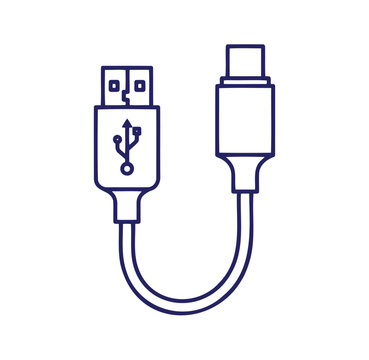 USB cable icon connecting two different USB port types for data transfer
