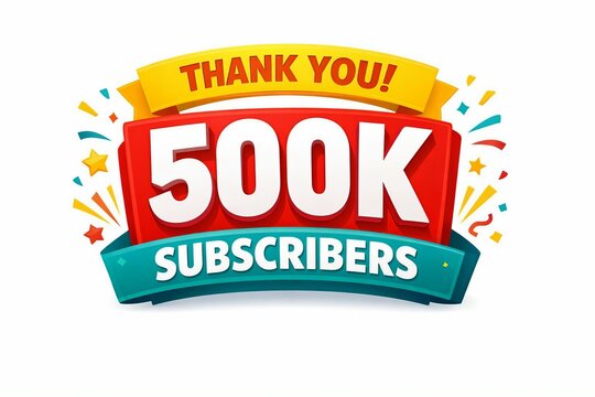 Thank you milestone 500k subscribers celebration banner with confetti