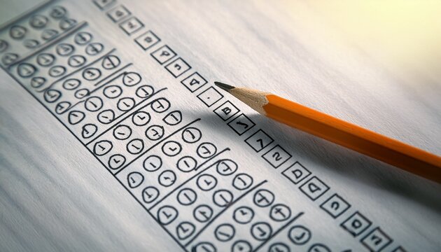 pencil and multiple choice test sheet