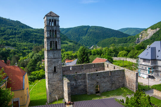 Historic Ruined Church of St Mary and St Lukes Bell Tower in Jajce Bosnia and Herzegovina