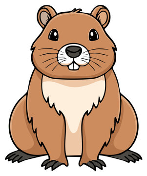 Cartoon gopher illustration with big eyes and buck teeth on a white background