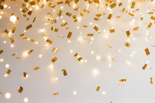 Festive animated background with golden confetti, glowing lights, space for text