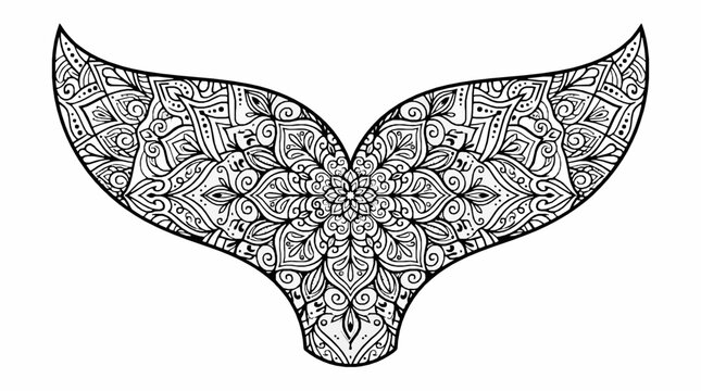 Mandala whale tail illustration