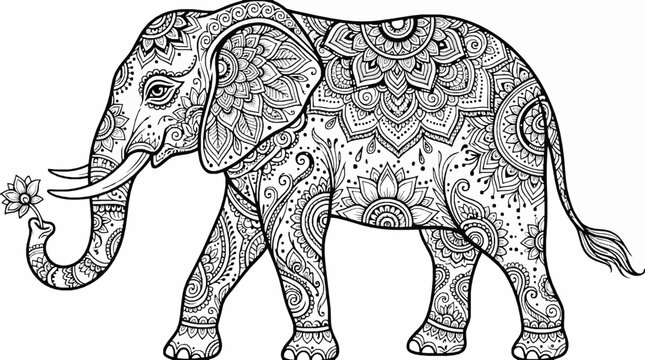 Mandala elephant illustration with floral patterns