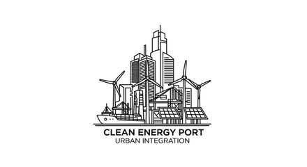 Fototapeta premium Clean Energy Port Urban Industrial Area.