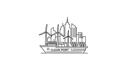 Naklejka premium Clean Port Cargo Ship Illustration.
