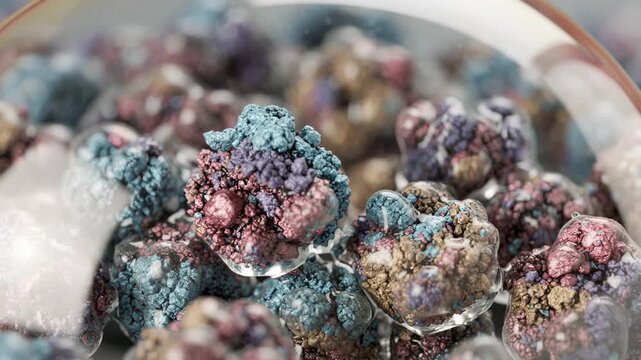 Closeup medium shot capturing alumina coating on pigment particles boosting durability and resistance for longlasting color performance.