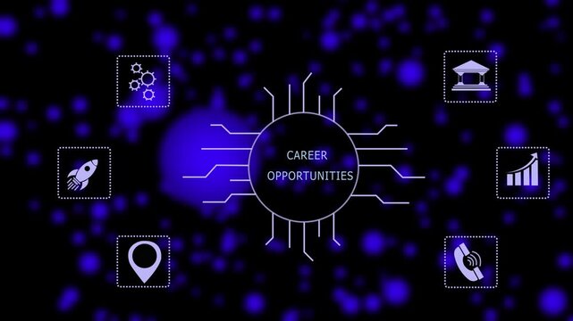 Internet, business, Technology and network concept. career opportunities ,illustration on grid background and 3d animation