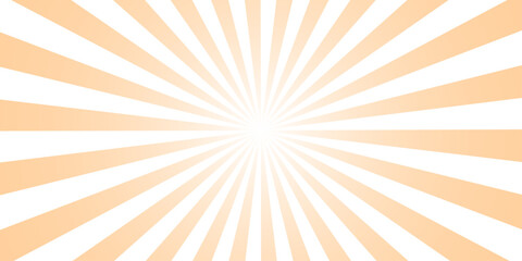 Fototapeta premium A vibrant retro orange and yellow sunburst vector illustration featuring bright radial rays and a grunge texture that creates a sunny summer sunrise sky background
