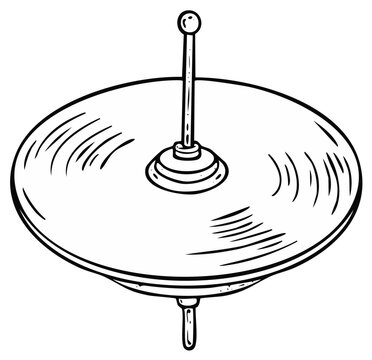 Classic spinning toy top with a prominent central spindle and a round playing surface
