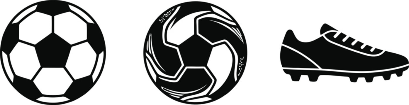 Black soccer balls and cleat icons