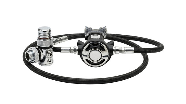 Scuba Diving Regulator on White for Underwater Exploration Breathing Gear