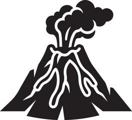 Fototapeta premium Erupting volcano fire icon black silhouette graphic