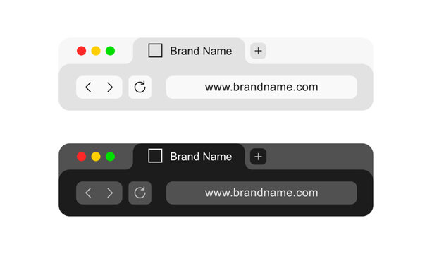 Light and dark browser URL bar template. website logo mockup with domain bar vector