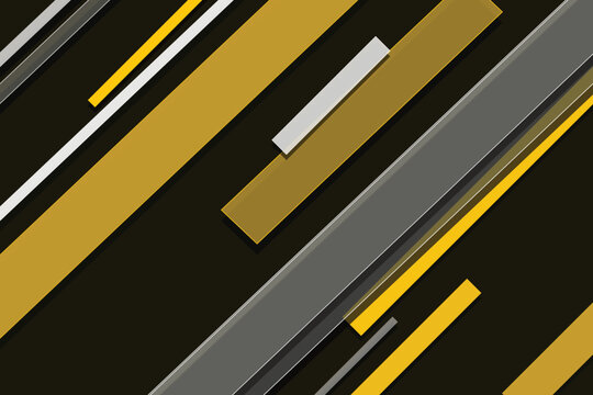 Diagonal yellow, gray, and white stripes on dark background, abstract geometric