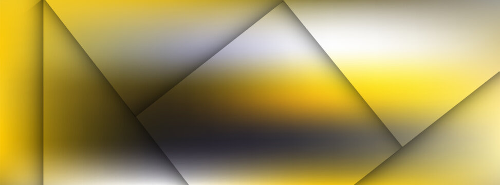 Abstract yellow and silver geometric background banner with sharp overlapping triangle layers, modern luxury corporate metallic gradient vector layout.