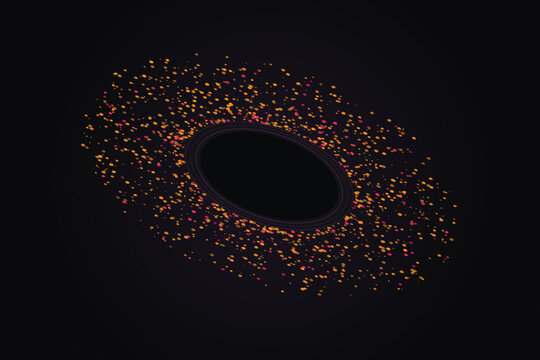 Glowing orb of sparkling particles against a dark space void digital particles glowing orbs