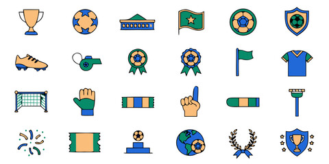 Fototapeta premium Soccer icons representing achievement and competition with a flat graphic style
