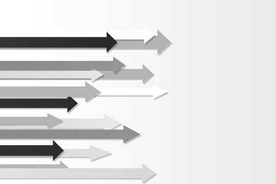 Dynamic gradient arrows converging in black, gray, and white black arrows gray arrows white arrows
