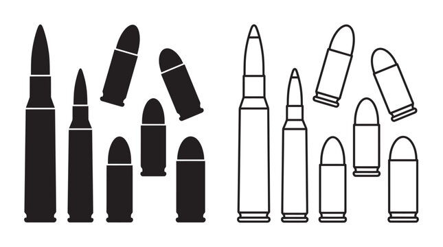 Assorted Cartridges And Bullets Silhouette ammunition ballistics