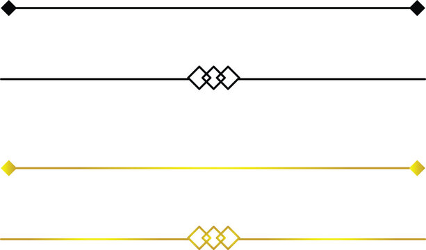Golden ornamental divider line. Elegant geometric separator. Minimal decorative border for invitations, certificates and luxury designs. PNG