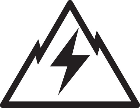 Warning sign of lightning storm in mountain area danger symbol