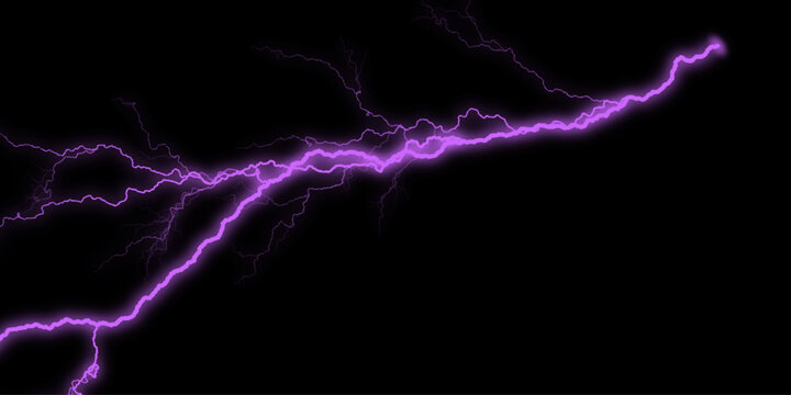 Massive lightning bolt with branches isolated on black background. Black marble texture for background. Lightning bolt. thunder lighting on black sky. 3d illustration, lightning, storm, thunder set. 