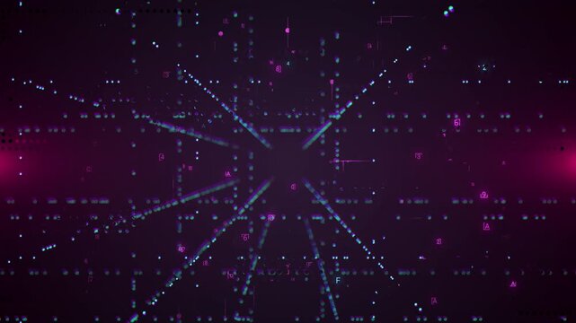 Futuristic digital data flow motion background with glowing particles and lines.