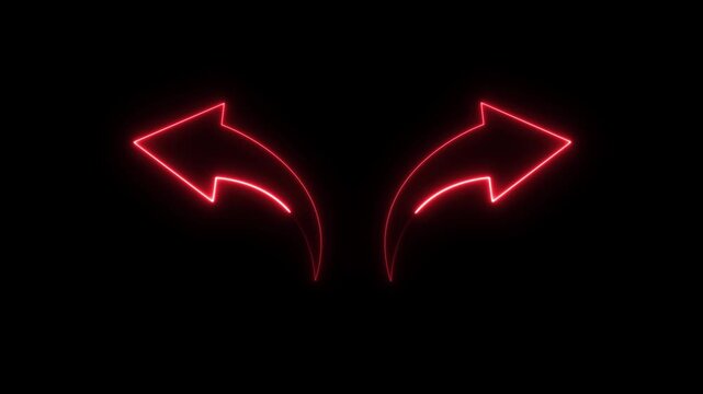 Tow arrow neon icon animation on black background.