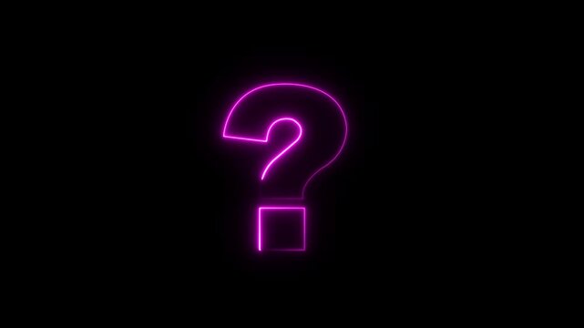 Question mark sign animation. Neon colored digital 3D big question rotating. Cyberspace questions asking doubts confusing problems. 4k Animation video on Black Background