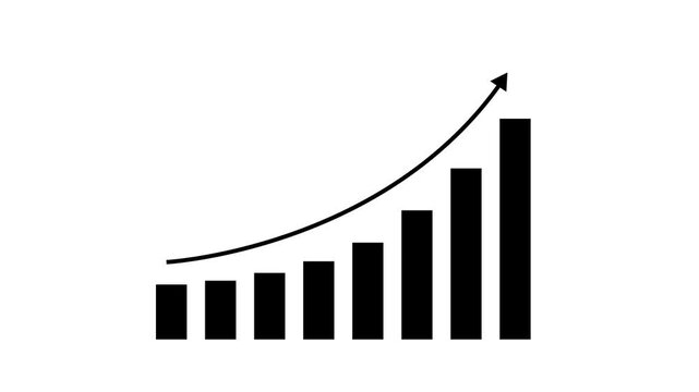 Growth, arrow up. Finance, Bar graph going up, Profit concept, positive increase chart. graph with rising 4k Animation video on white Background