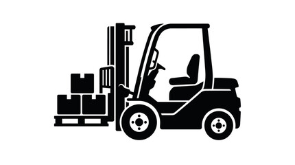 Naklejka premium Forklift icon representing logistics and industrial material handling for shipping and warehousing operations