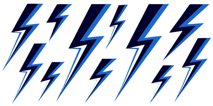 Blue lightning bolt pattern with white background for graphic design and energy concepts