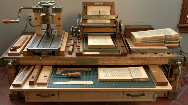 Historic Printing Press and Vintage Machinery in Action: Exploring Letterpress, Bookbinding, and Antique Tools in a Traditional Publishing Workshop
