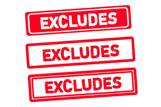 Excludes Grunge Rubber Stamp Set Vector Illustration &ndash; Excluded Label, Rejected Notice, Restricted Access Badge, Distressed Red Stamp Collection