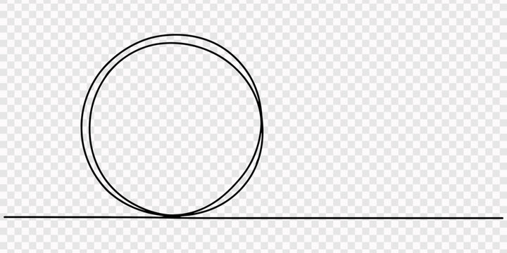 continuous one line drawing circle, Continuous one line circle stroke, Hand drawn circle frame on white background. one line drawing vector illustration, Continuous one line drawing of scribble black 