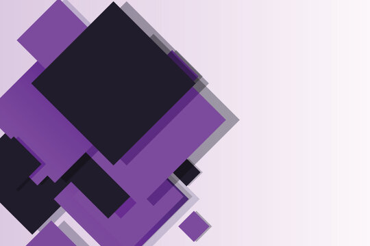 Overlapping purple and black geometric squares on a light purple gradient background abstract
